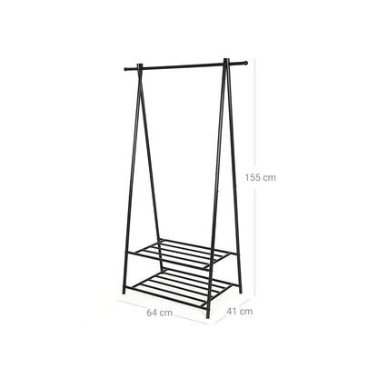 Clothes Rail, Coat Stand, Coat Rack with Shoe Storage, Industrial Clothes Rail, Metal Frame, Black, SONGMICS, 5