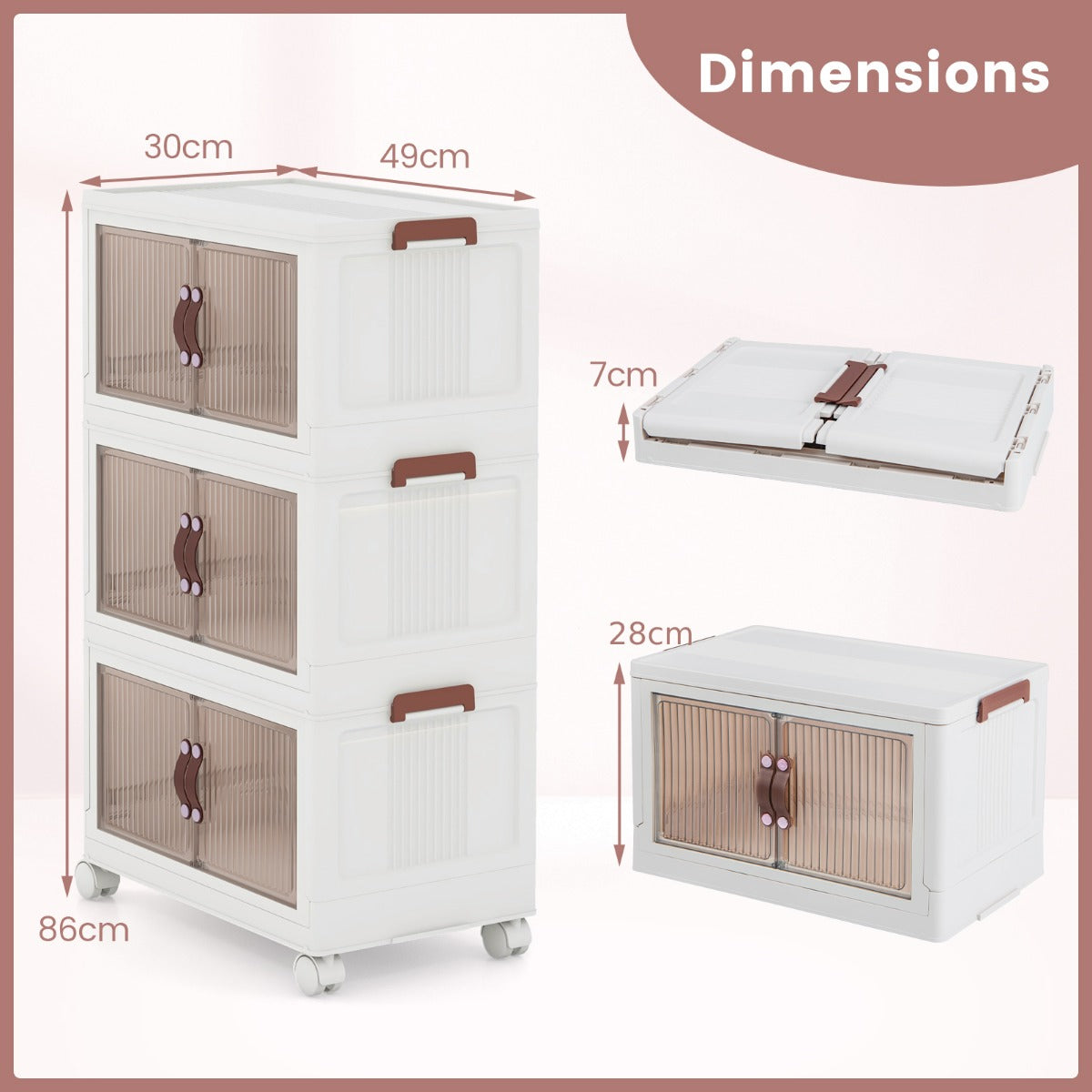 Shoe Storage, Shoe Cabinet, Shoe Rack, Storage with Magnetic Doors and Lockable Casters-White, Costway