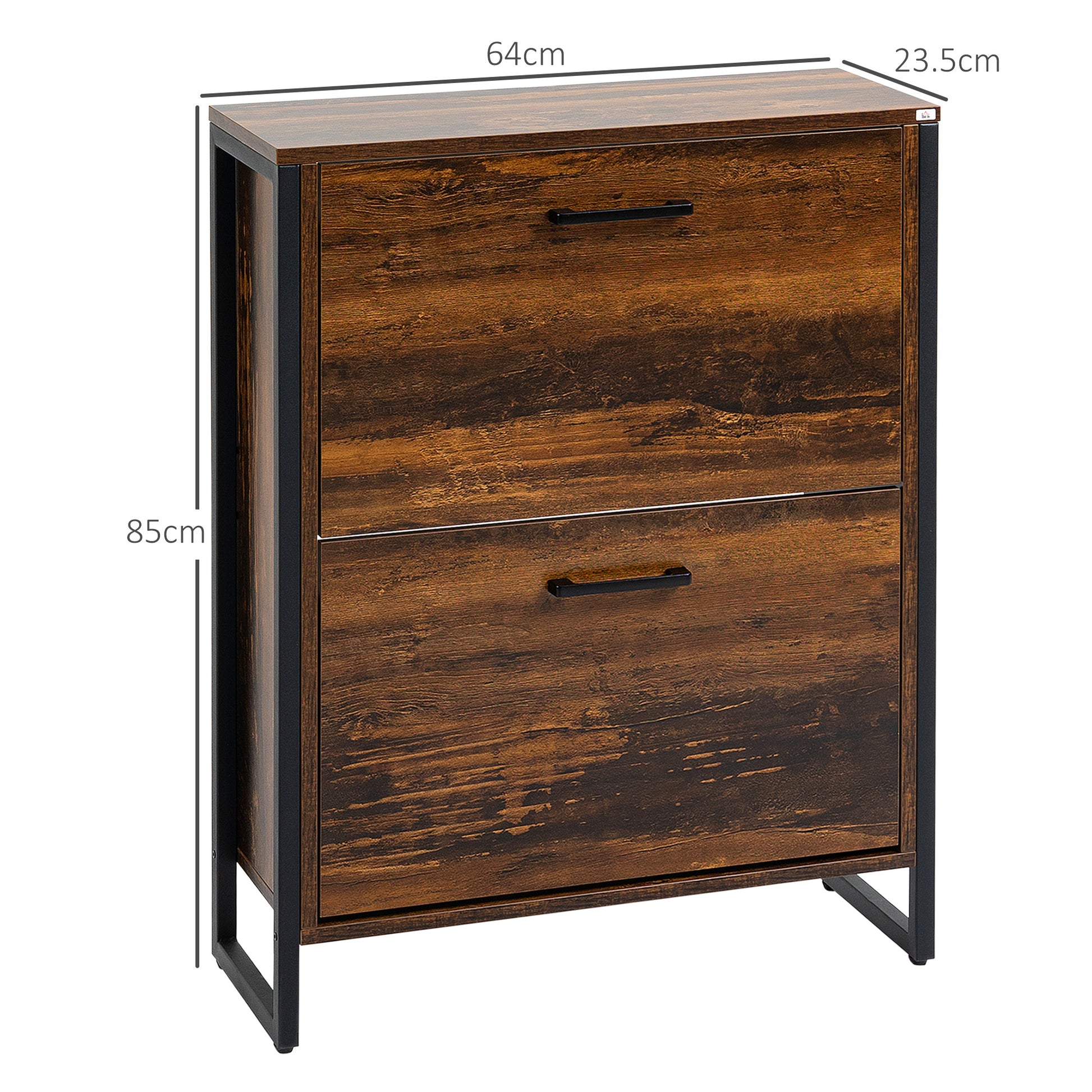 12-Shoe, Two-Door Storage Cabinet - Wood-Effect, HOMCOM, 3