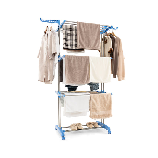 Clothes Airer, Clothes Dryer, Foldable Clothes Drying Rack, Clothes Drying Rack, Foldable, with Wheels, Costway, 1