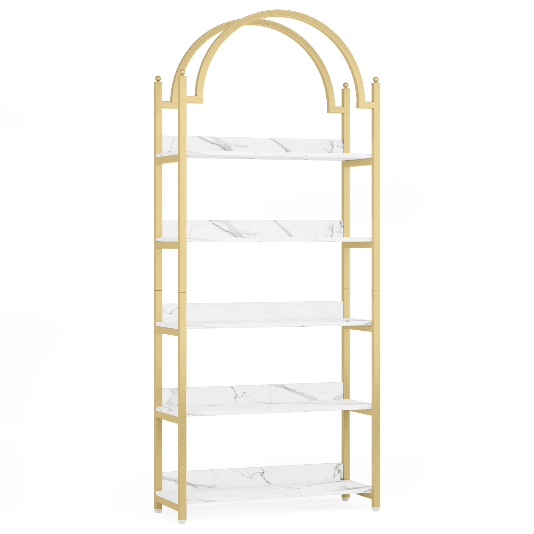 Bookshelf, 72.44" Arched Etagere Bookcase 5-Tier Shelves, Tribesigns, 6