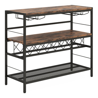 104 CM Wine Rack with 4 Glass Holders-Rustic Brown, Costway, 1
