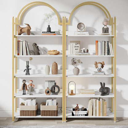 Bookshelf, 72.44" Arched Etagere Bookcase 5-Tier Shelves, Tribesigns, 7