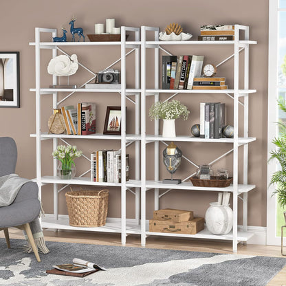 5-Tier Bookshelf, Vintage Industrial Style Bookcase, Shelving Unit, Bookcase, Living Room Bookcase, 5