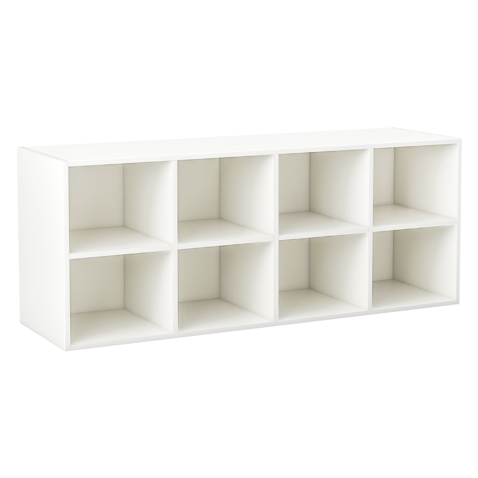 8 Grid Shoe Bench 2 in 1 Shoe Organizer with 8 Storage Cubbies-White, Costway, 1