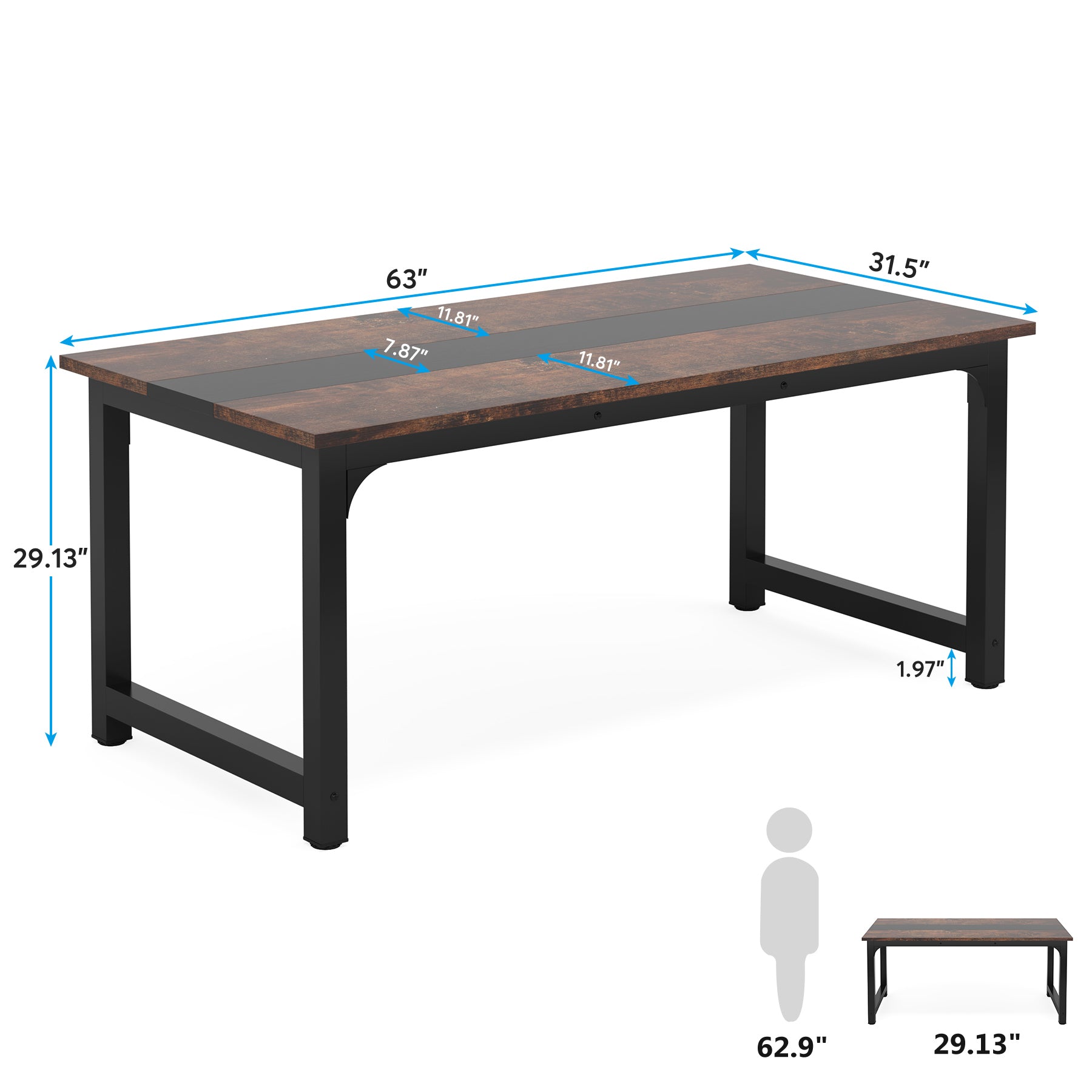 Conference Table, Rectangular Meeting Seminar Table Boardroom Desk, Tribesigns, 3
