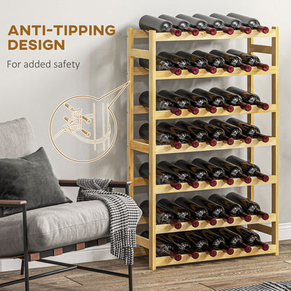 42-Bottle Wooden Wine Rack - Natural Finish, HOMCOM, 6