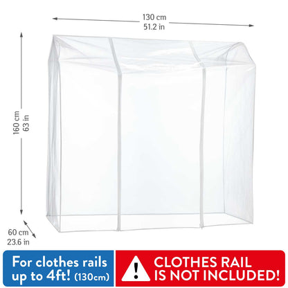 Clothes Rail Cover, Cover for Clothes Rail, Transparent, Protection from Dust, Dirt, UV Rays, Rain, Tatkraft Anwalt, 5