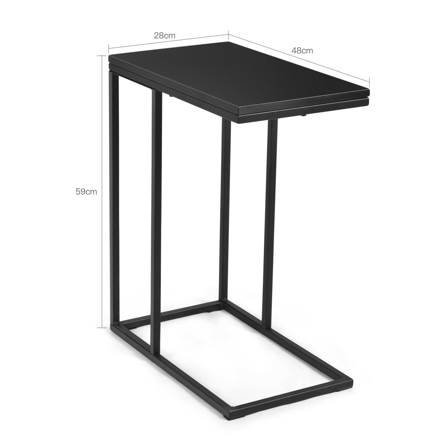 Bedside Table, Side Table, End Table, Industrial Sofa Side Table with C-Shaped Style for Living Room, Black, Costway, 4