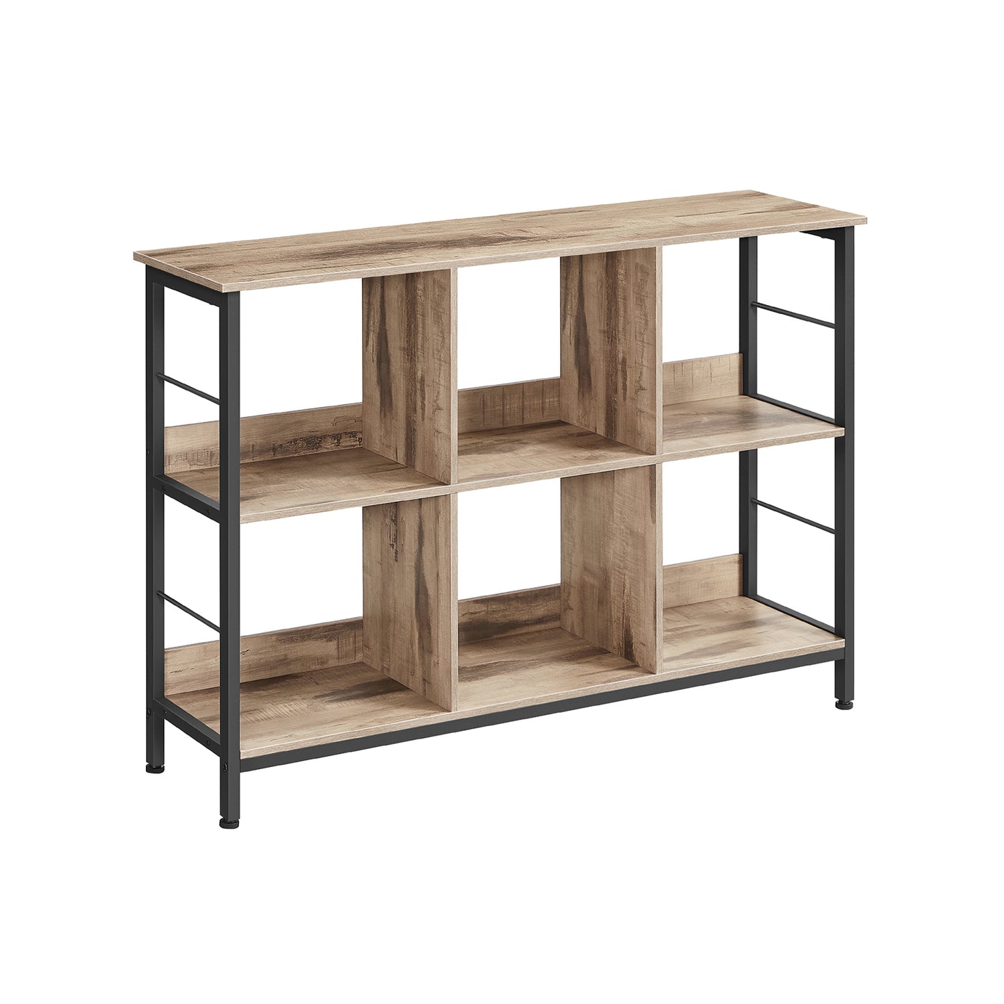 Bookcase, Bookshelf, Ladder Shelf 4-Tier, Display Storage Rack Shelf, Industrial, Camel Brown, Ink Black, VASAGLE, 1
