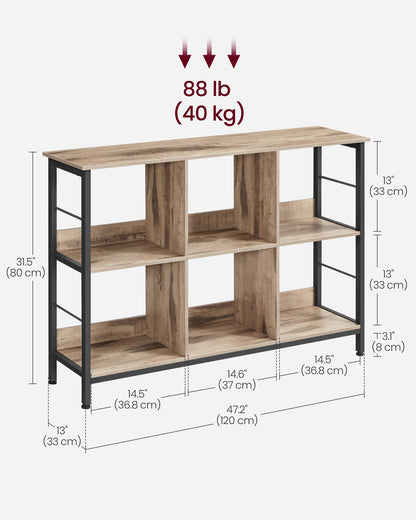 Bookcase, Bookshelf, Ladder Shelf 4-Tier, Display Storage Rack Shelf, Industrial, Camel Brown, Ink Black, VASAGLE, 6
