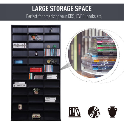 Bookshelf, Shelf, Shelving Units, CD / DVD Storage Shelf, Storage Unit for 1116 CDs, 102 x 24 x 195 cm, Black, HOMCOM, 6