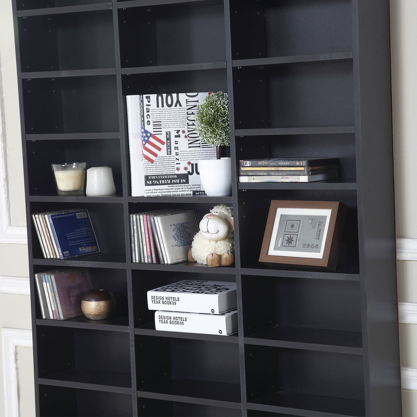 Bookshelf, Shelf, Shelving Units, CD / DVD Storage Shelf, Storage Unit for 1116 CDs, 102 x 24 x 195 cm, Black, HOMCOM, 8