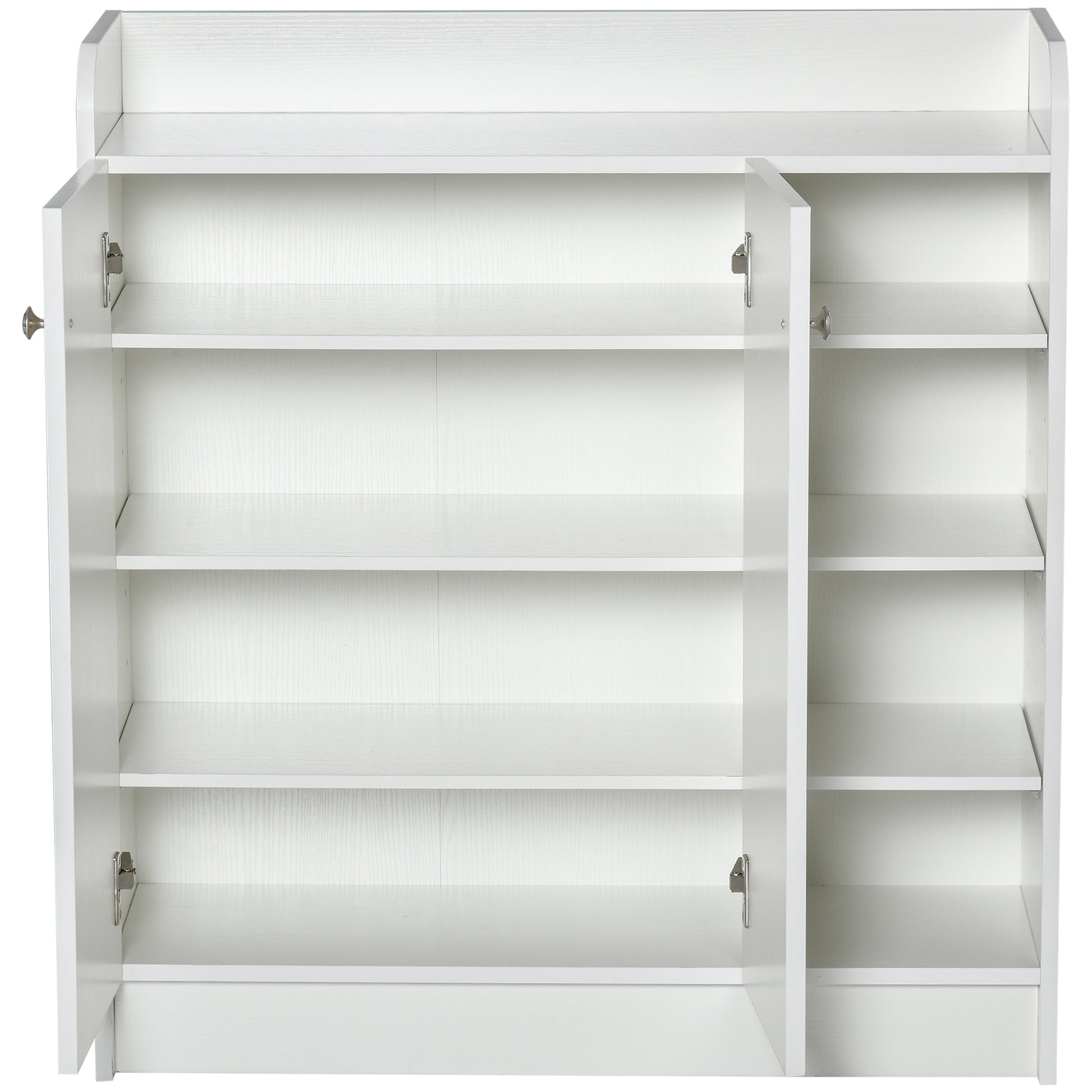 Shoe Storage Cabinet  Two Doors w/ Adjustable 4 Shelves Cupboard Footwear Rack Stand Organiser Hallway White, HOMCOM, 8