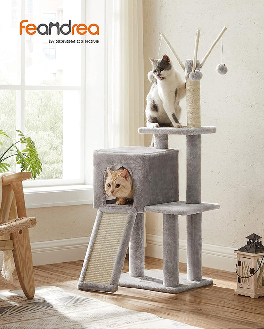 Cat Tree, Cat Tower for Indoor Cats, Cat Activity Centre, Kittens, Light Grey, FEANDREA, 2