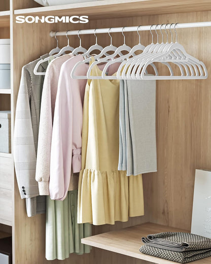 Clothes Hanger, Velvet Hanger, Coat Hanger, Velvet Hangers, 0.6 cm Thickness, White, SONGMICS, 6
