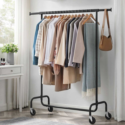 Clothes Rail, Clothes Rack on Wheels, Industrial Clothes Rail, Heavy-Duty Clothes Rail, 130 kg, Matte Black, SONGMICS, 1