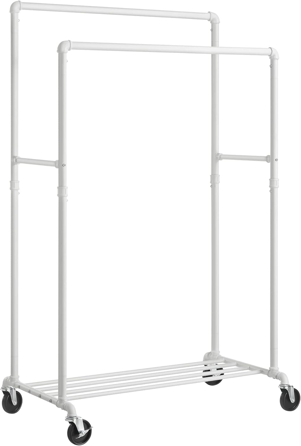 Clothes Rail, Coat Rack with Shoe Storage, Heavy Duty Clothes Rail, Maximum Load of 110 kg, White, SONGMICS