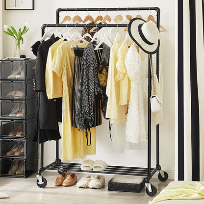 Clothes Rail, Heavy Duty Clothes Rail, Industrial Clothes Rail, Double Rails, Clothes Rail on Wheels, SONGMICS, 1