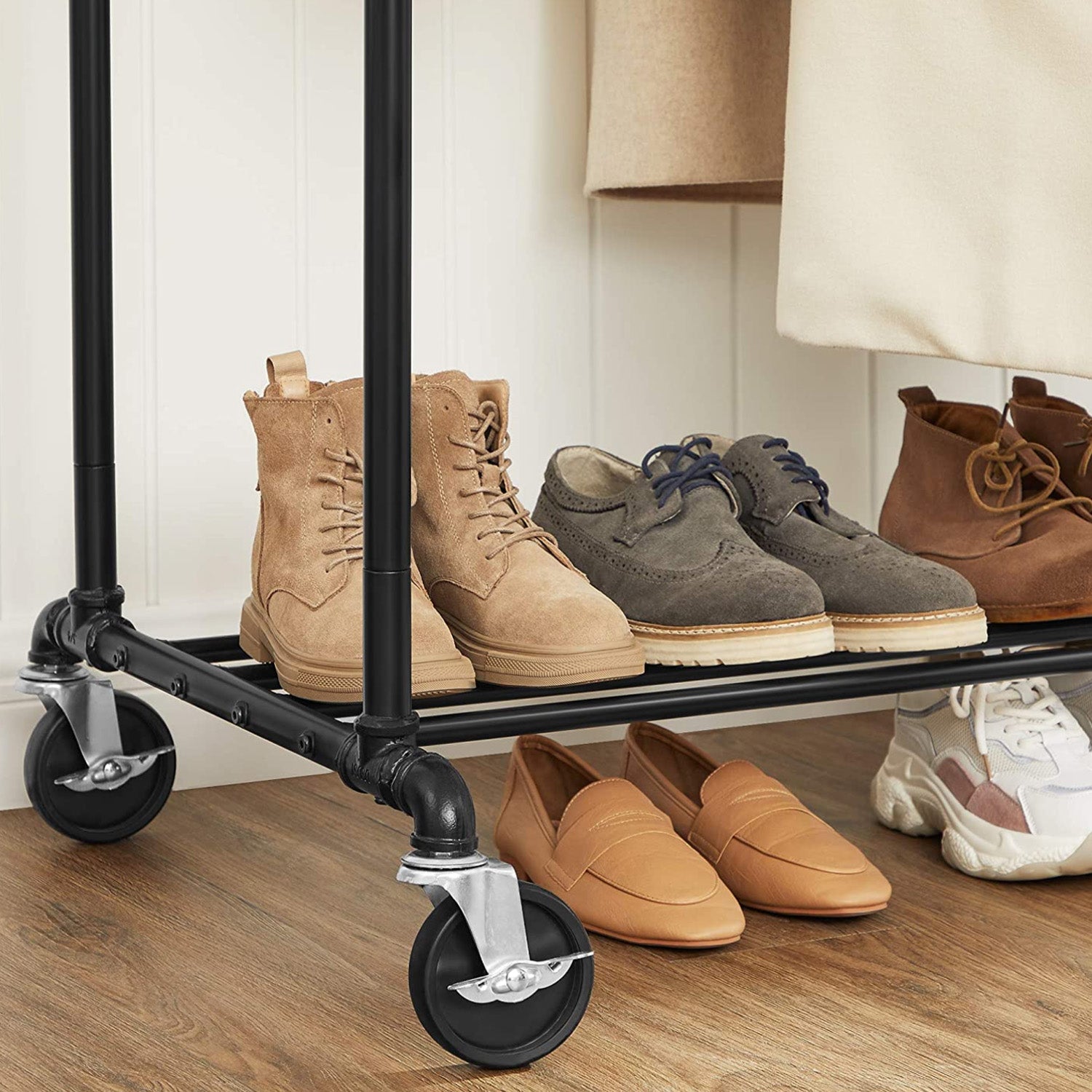 Clothes Rail, Heavy Duty Clothes Rail, Industrial Clothes Rail, Double Rails, Clothes Rail on Wheels, SONGMICS, 5