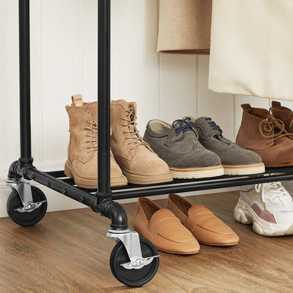 Clothes Rail, Heavy Duty Clothes Rail, Industrial Clothes Rail, Double Rails, Clothes Rail on Wheels, SONGMICS, 5