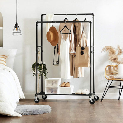 Clothes Rail, Heavy Duty Clothes Rail, Industrial Clothes Rail, Double Rails, Clothes Rail on Wheels, SONGMICS, 2