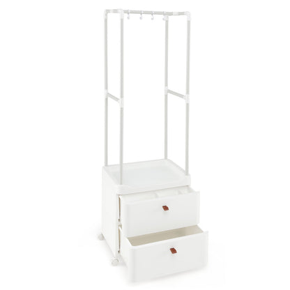 Freestanding Heavy-duty Clothing Stand Dresser with Hanging Rod and Storage Shelves-White, Costway, 1