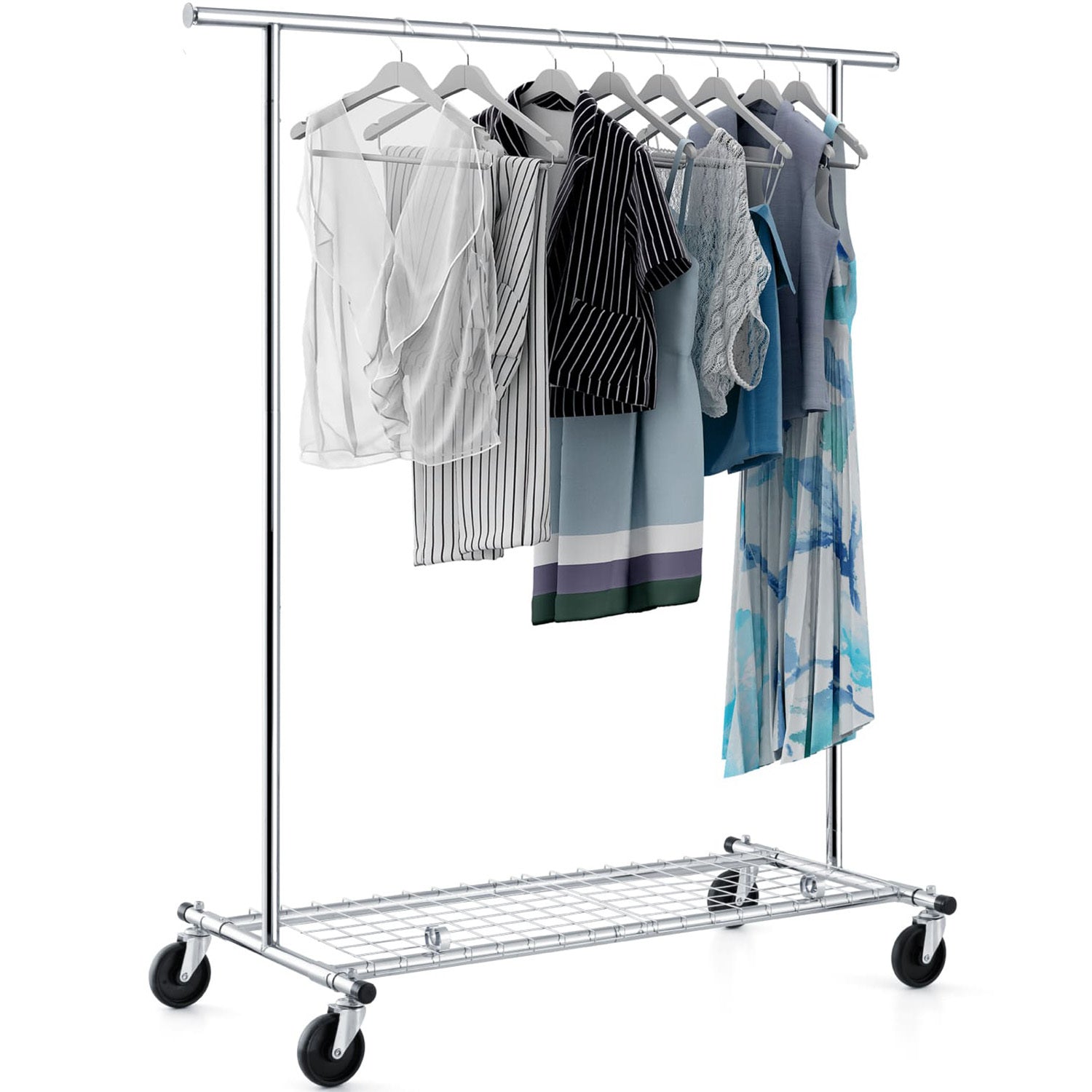 Heavy Duty Clothes Rail, Industrial Clothes Rail, Hanging, Extendable Clothes Rail, Foldable, on Wheels, Tatkraft Duncan,o