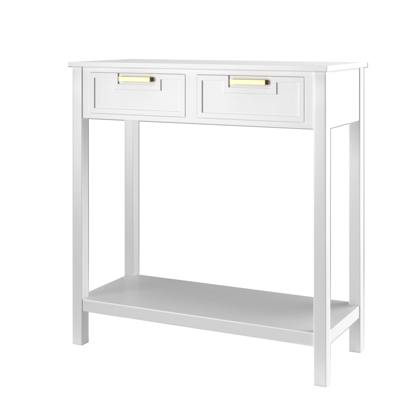 Console Table Sofa Table with 2 Drawers and Bottom Shelf, Hallway Table, Sofa Table, White, Costway, 1