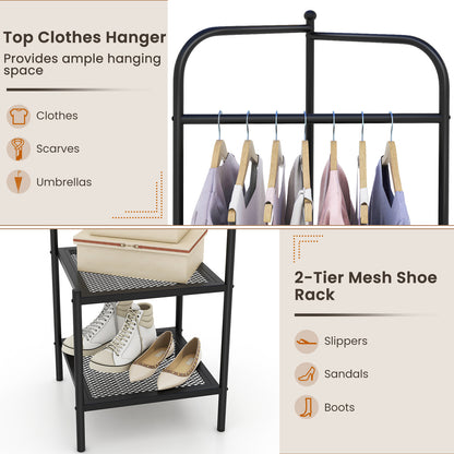 Corner Coat Rack with Shelves and Top Hanger-Black, Costway, 7