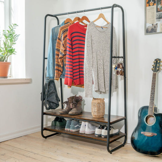 Clothes Rack, Clothes Rail Heavy Duty, with 2 Tier Shelf, Holds up to 170 Kg, Coat Rack, Tatkraft Anneli