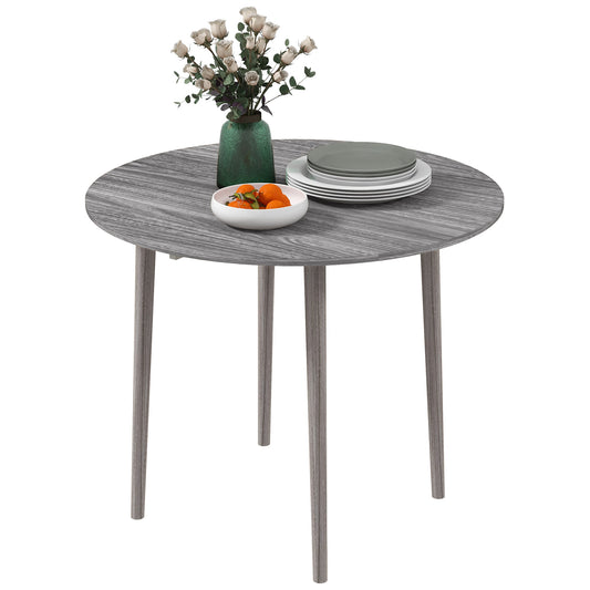 Folding Dining Table for 4, Round Drop Leaf Table, Extendable Dining Table, Small Kitchen Table, Grey, HOMCOM, 1