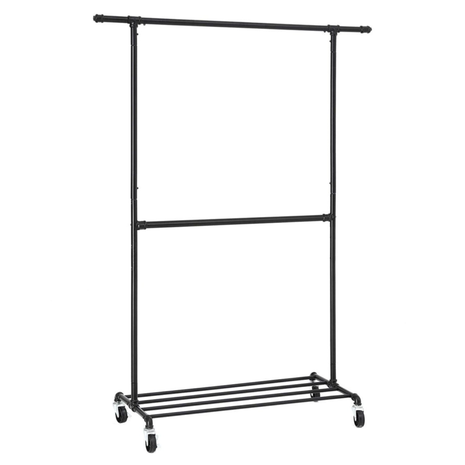 Clothes Rail, Coat Rack with Shoe Storage, Industrial Clothes Rail, on Wheels, Maximum load of 110 Kg, Black, SONGMICS, 2
