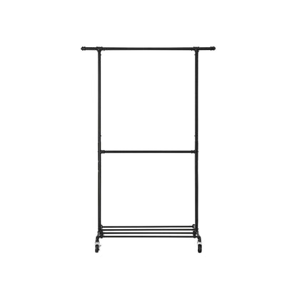 Clothes Rail, Coat Rack with Shoe Storage, Industrial Clothes Rail, on Wheels, Maximum load of 110 Kg, Black, SONGMICS, 6