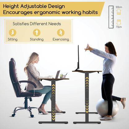 120 x 60cm Height Adjustable Standing Desk with 3 Memory Heights-Brown, Costway, 1