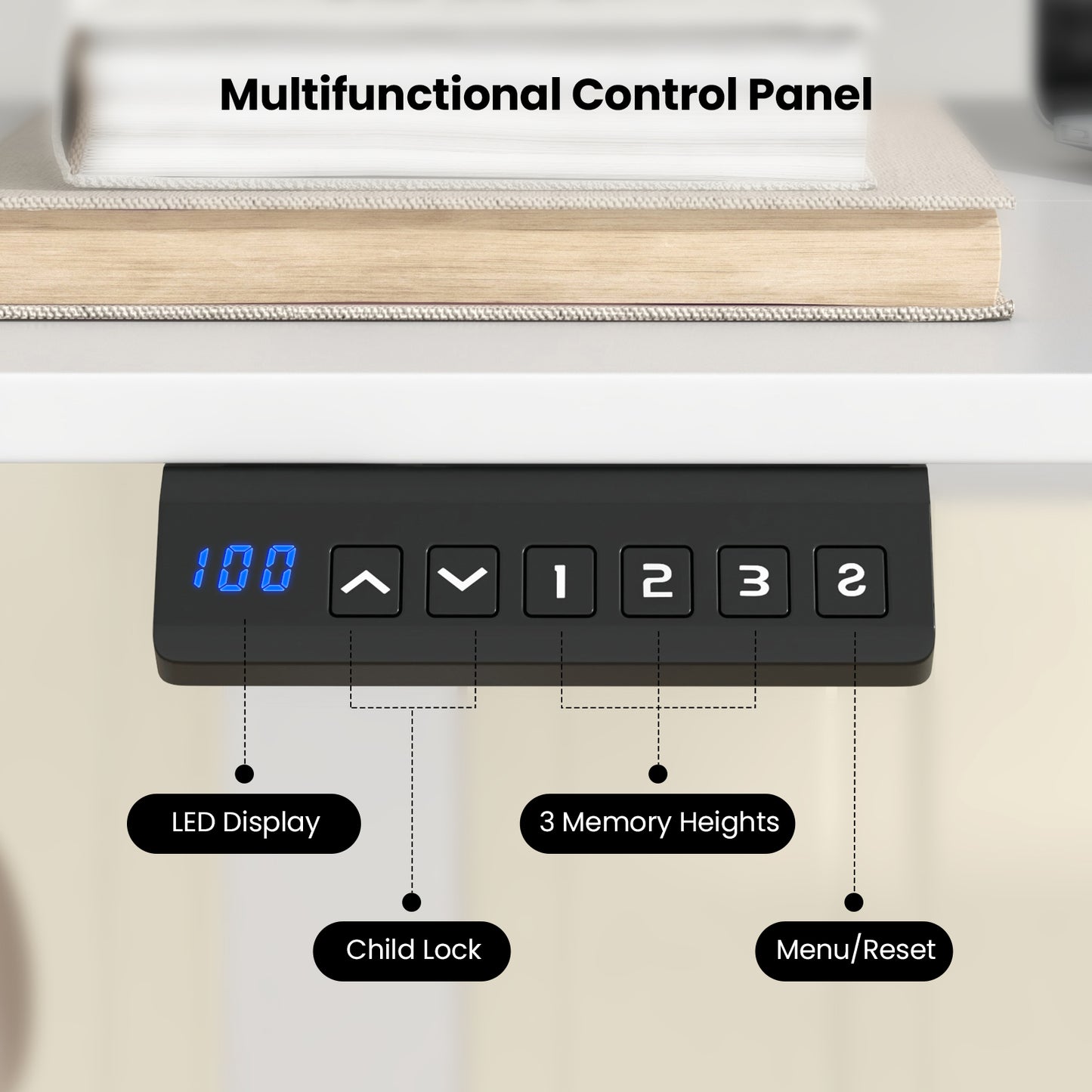 140 x 60 CM Height Adjustable Standing Desk with 3 Memory Heights-White, Costway, 1