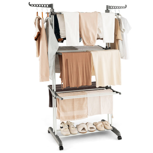 Clothes Airer, Clothes Dryer, Clothes Drying Rack, Tower Clothes Airer, Foldable Drying Rack, 4-tier, Costway, 1