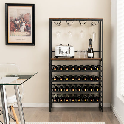 Freestanding Wine Rack with 4-Tier Wine Storage and Stemware Racks, Costway, 3