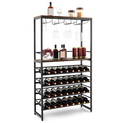 Freestanding Wine Rack with 4-Tier Wine Storage and Stemware Racks, Costway, 2