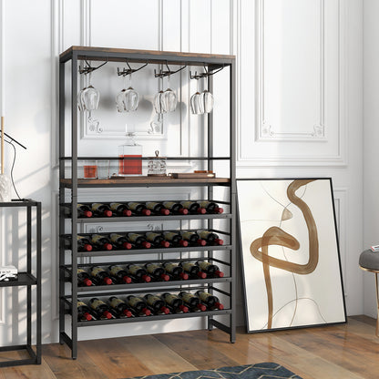 Freestanding Wine Rack with 4-Tier Wine Storage and Stemware Racks, Costway, 8