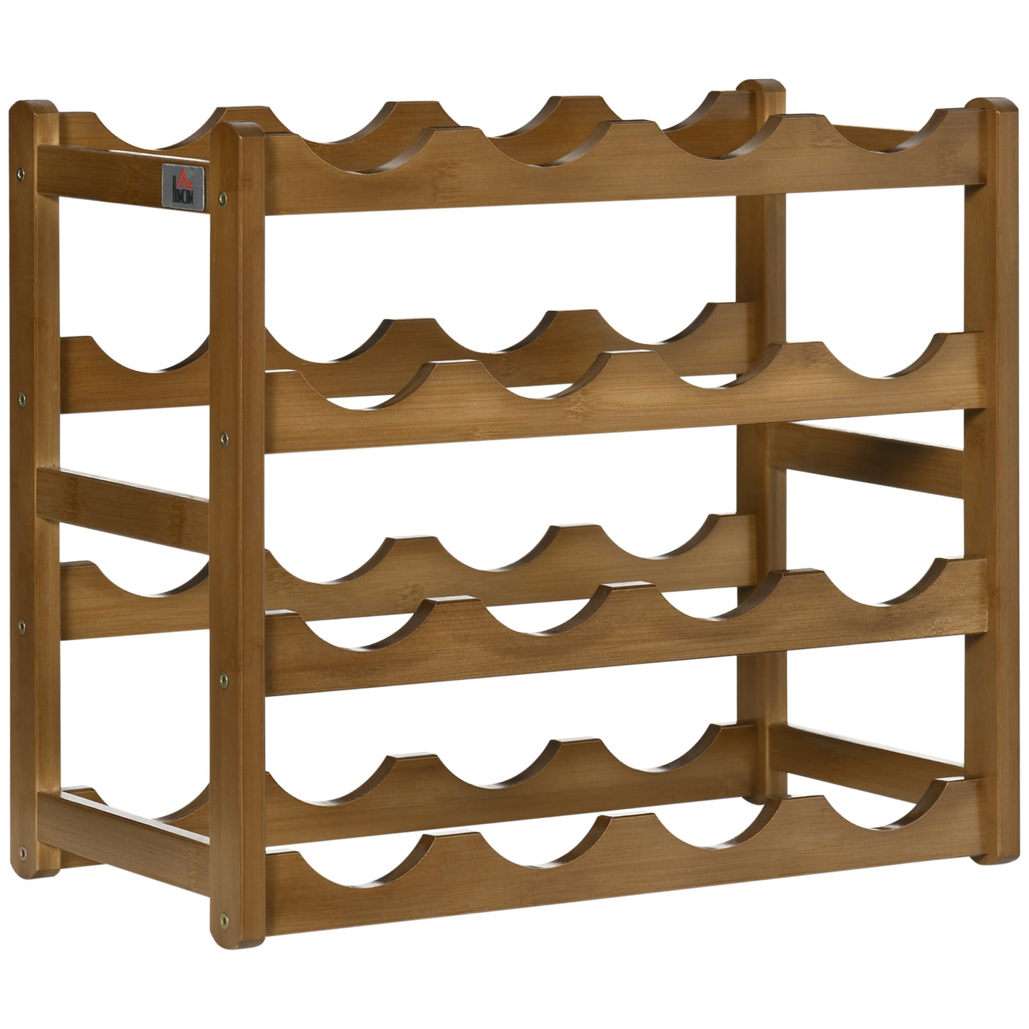 Free Standing Bamboo Wine Rack with 16 Bottles Holder, 4-tier Water Bottle Organizer, Display Shelf for Countertop, Home Bar, Brown, HOMCOM, 1