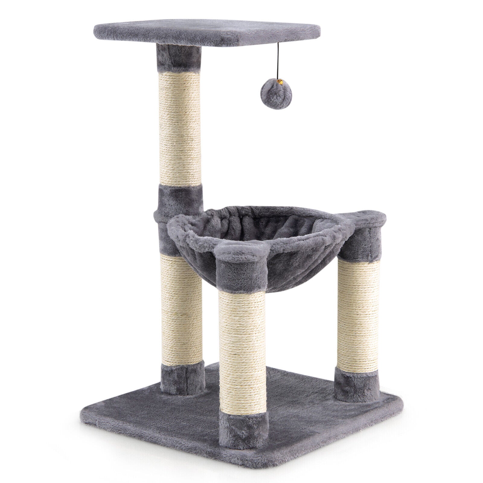 Cat Tree, Cat Tower, Cat Activity Centre, Multi-level Cat Activity Tree with Top Perch and Scratching Posts, Grey, Costway, 1
