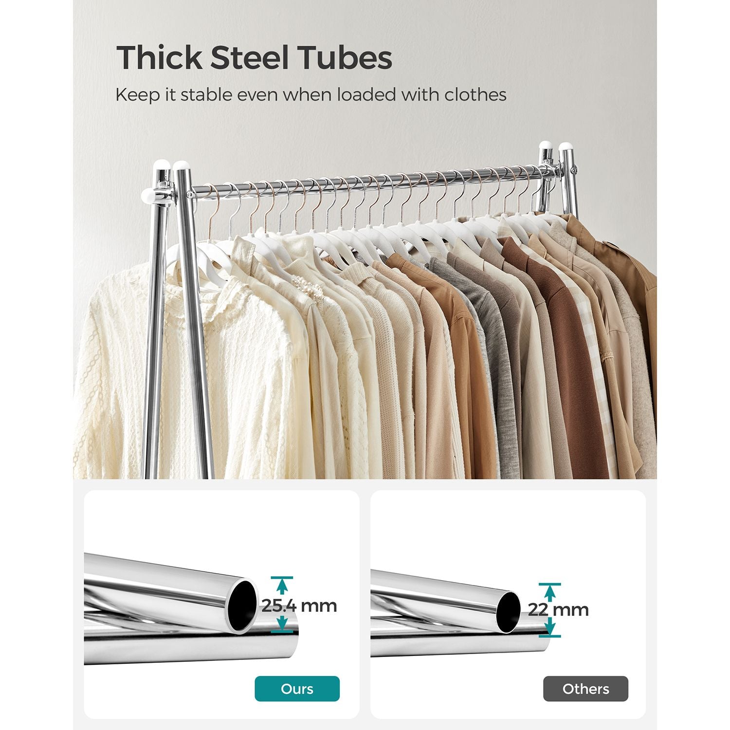 Clothes Rail, Clothes Rack, Garment Rack with Steel Frame, 4