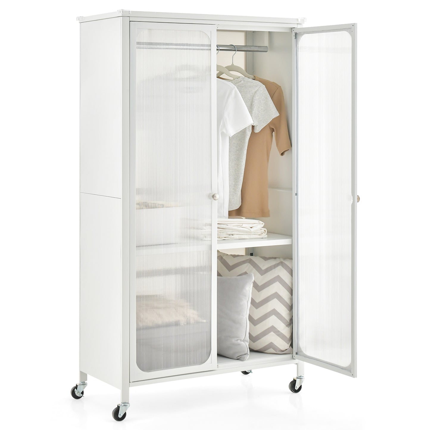 Clothes Rail, Wardrobe on Wheels, Adjustable Shelf –