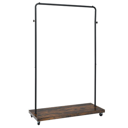 Clothes Rail, Industrial Clothes Rail, Coat Rack with Shoe Storage, Garment Rack with Wheels, Black, Costway, 2
