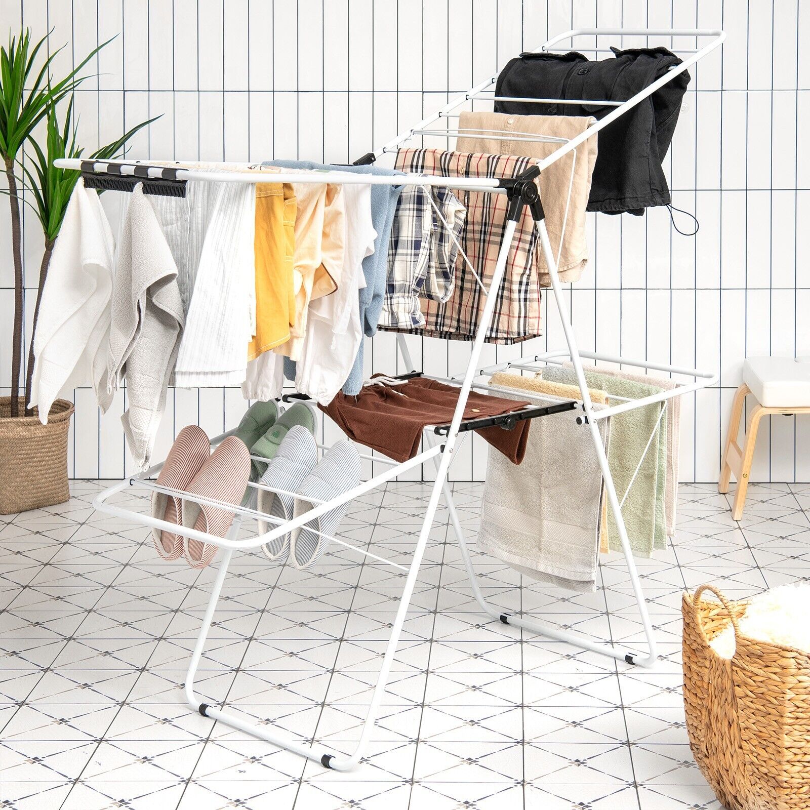 Clothes Drying Rack, Winged Clothes Airer, 2-Level – TatkraftShop.com