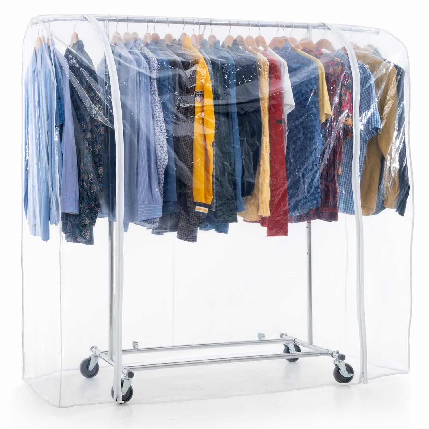 Heavy Duty Clothes Rail, Clothes Rail with Cover, Wardrobe on Wheels, 100 Kg Load Capacity, Tatkraft Drogo & Big, 1