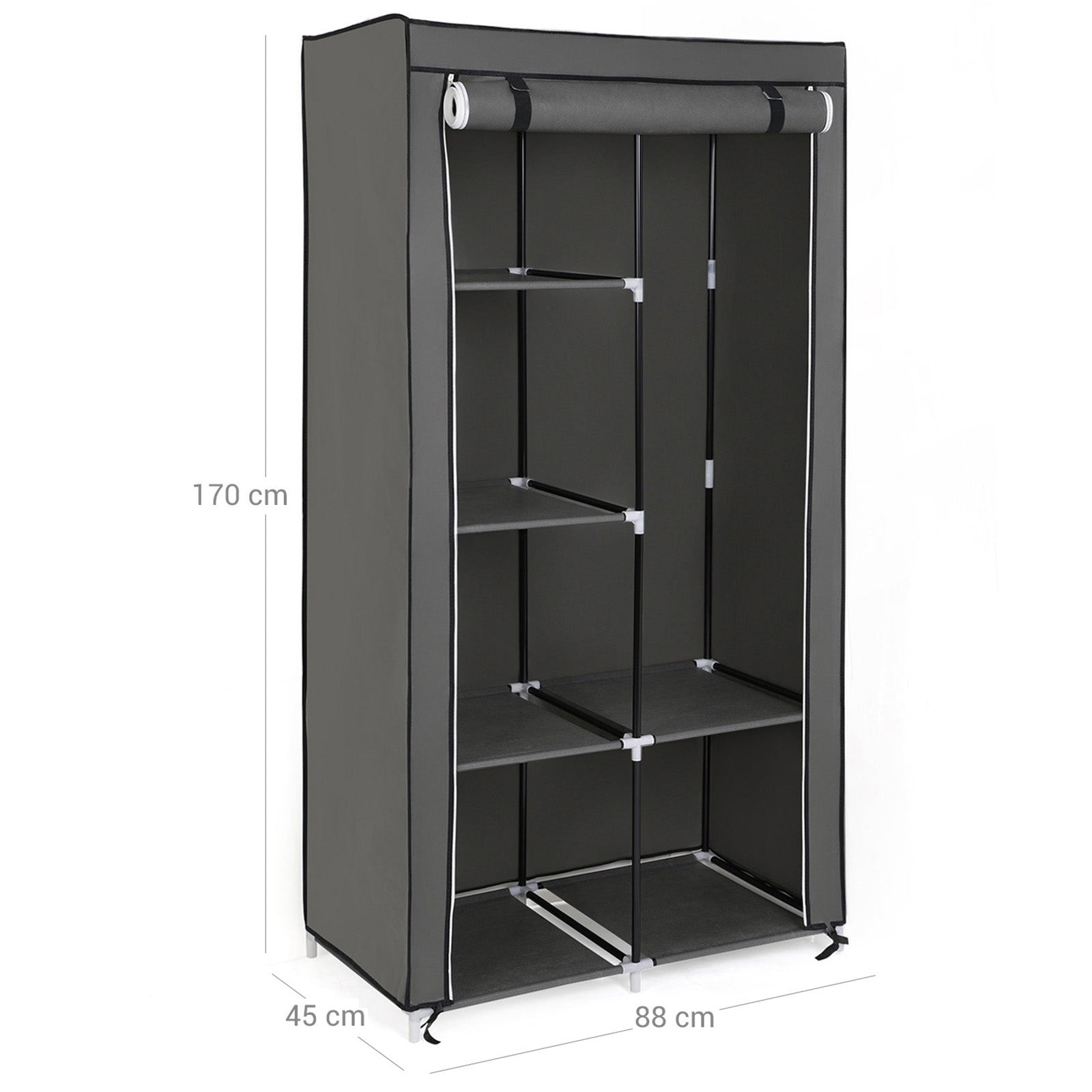 Fabric Wardrobe, Clothes Storage Organiser, 6 Shelves, 7