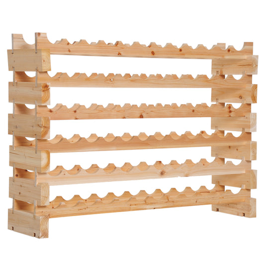 Six-Tier, 72 Bottle Wooden Wine Rack - Natural, HOMCOM, 1