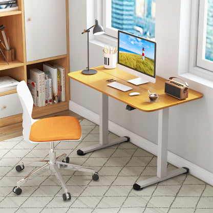 Electric Height Adjustable Standing Desk with Button Controller-Natural, Costway, 2